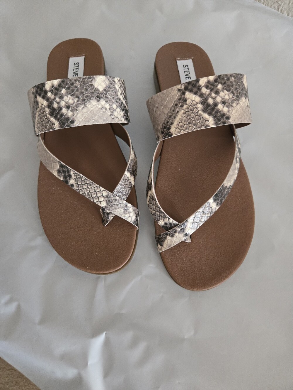 Steve Madden Brown Python Print Sandals Size 7 New In Box #2C1072